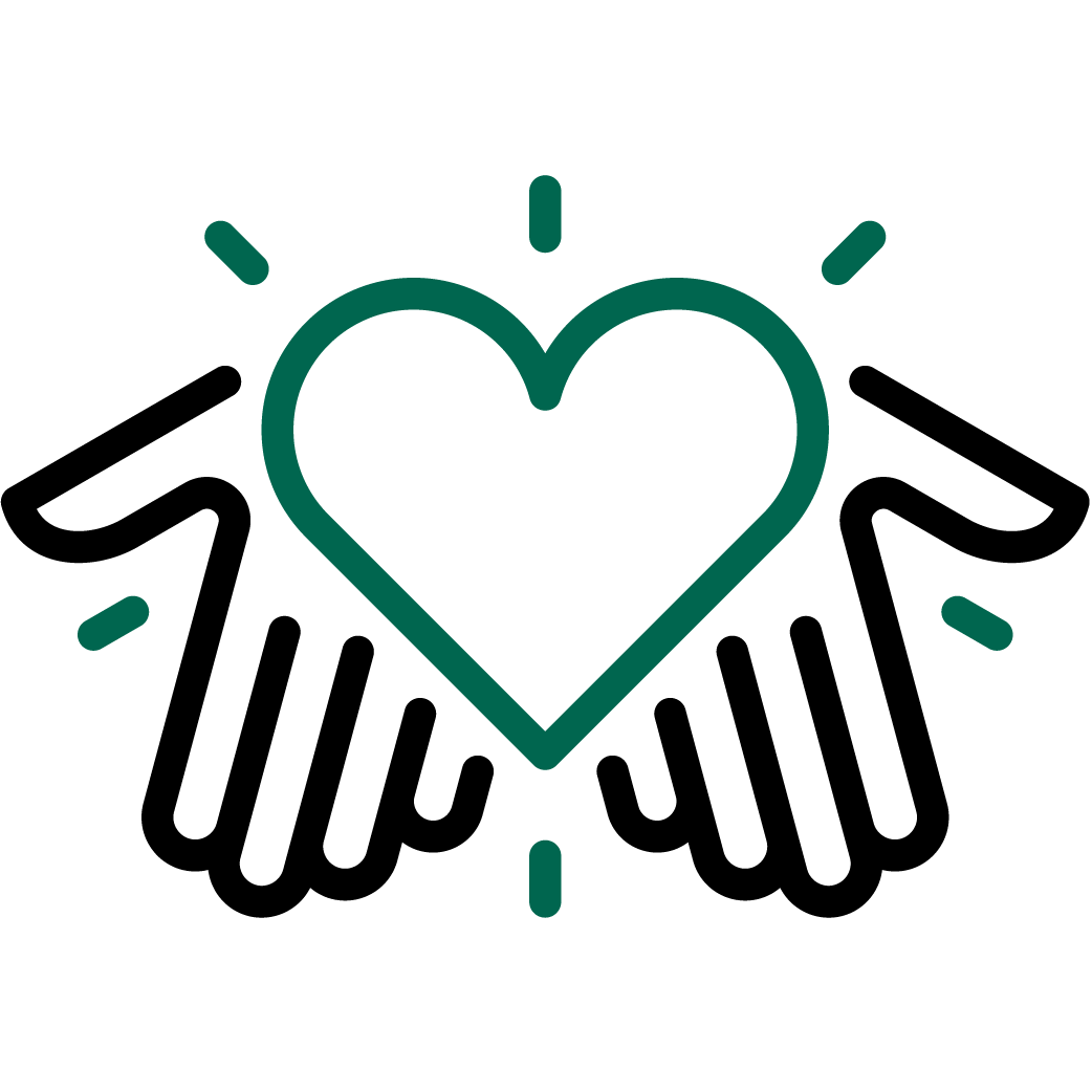 Heart in hands icon