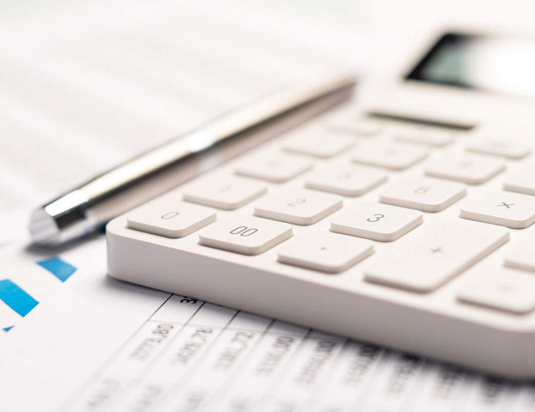 Calculator on top of financial report