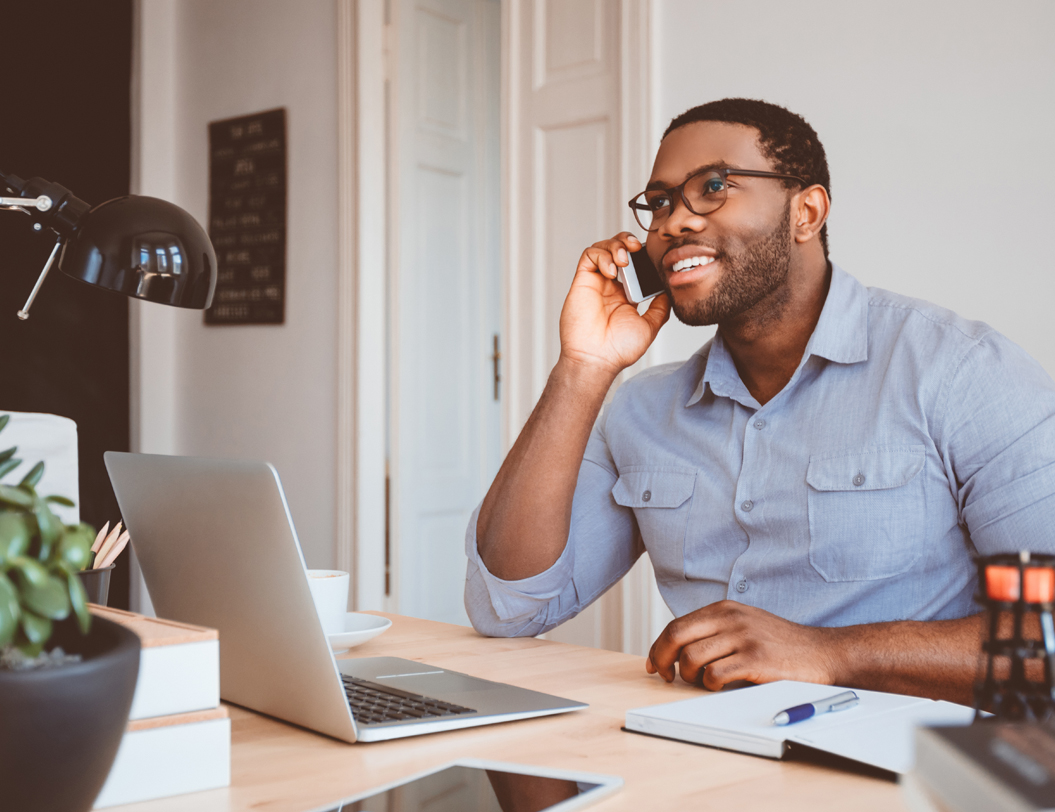 small business owner talking on a cell phone