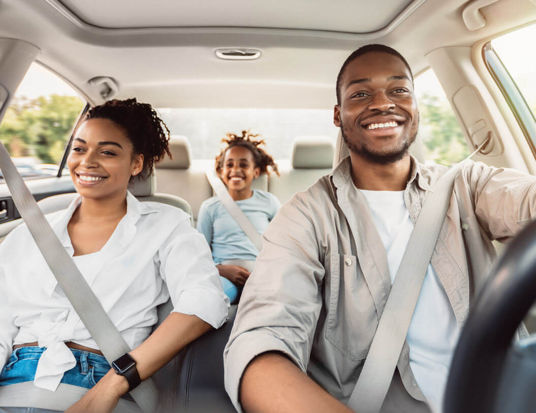 Family driving in car