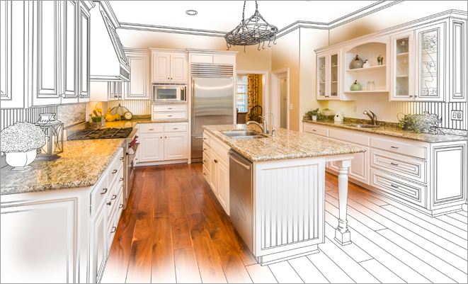 Sketch of a kitchen remodel