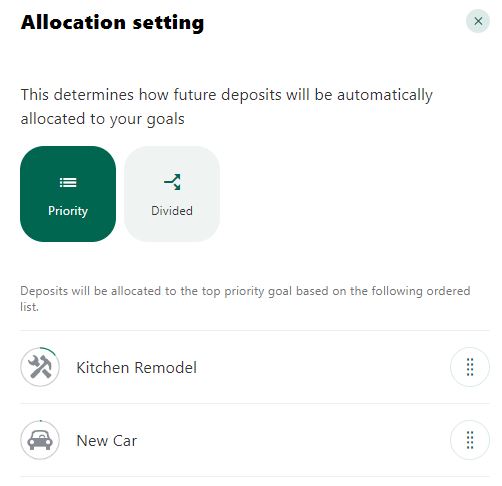 Allocation setting showing priority option selected